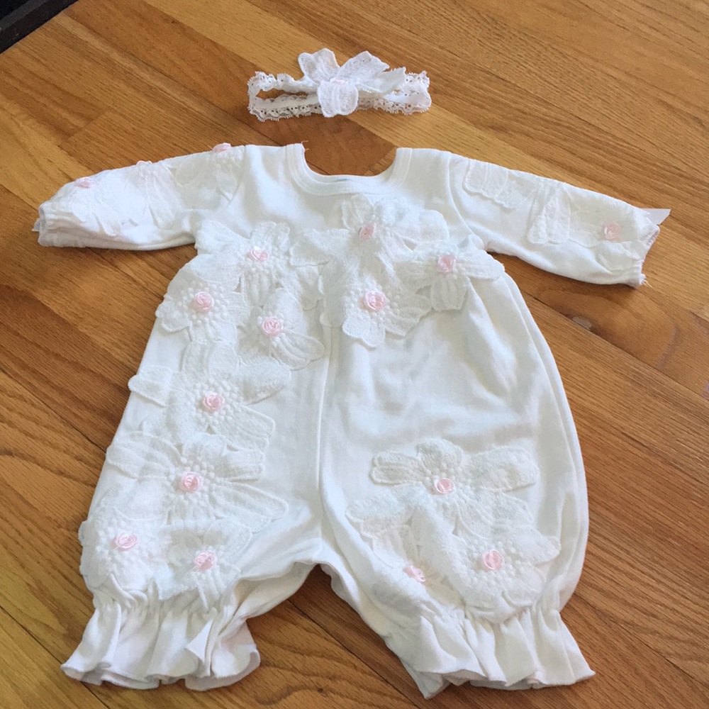 Bebe Gabrielle baby girl 3M dress w/headband